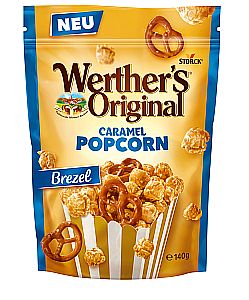 Werther`s Original Caramel Popcorn Bretzel 140 g | Caramel-Popcorn mit Meersalz-und Brezelgeschmack von Storck Werthers