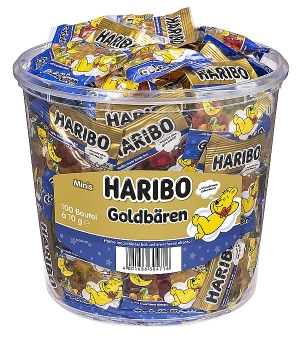 Haribo Gute Nacht-Goldbären Minibeutel in der 980 g Dose