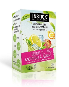 INSTICK Grüner Tee Kaktusfeige & Zitrone 30 g| zuckerfreies Getränkepulver mit Geschmack von grünem Tee mit Kaktusfeige & Zitrone von Instick
