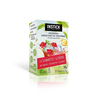INSTICK Schwarzer Tee Hibiskus-Kirschblüte 12 Sticks a 2,5 g
