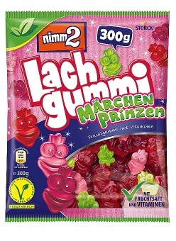 nimm2 Lachgummi Märchenprinzen 300 g | Fruchtgummi in Form von kleinen Gesichtern mit Krone von Lachgummi