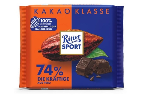 Ritter Sport Kakao Klasse 74% Die Kräftige aus Peru 100 g