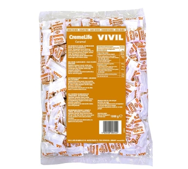 Vivil Creme Life Bonbons Caramel zuckerfrei 1000 g | Zuckerfreie Bonbons mit Karamell-Geschmack in der Großpackung von Vivil