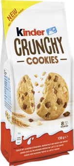 Ferrero Kinder Crunchy Cookies 136 g| 8 runde Cookies mit Kakaostücke von Kinder