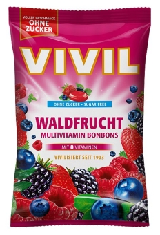 Vivil Multivitaminbonbons Waldfrucht ohne Zucker 120 g | Zuckerfreie Bonbons mit Waldfrucht-Geschmack von Vivil