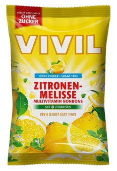 Vivil Multivitaminbonbons Zitronenmelisse ohne Zucker 120 g | Zuckerfreie Bonbons mit Zitronen-Melisse-Geschmack von Vivil