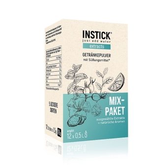 INSTICK Extracts Mix-Paket 12 Sticks a 1,5 g | Zuckerfreies Getränkepulver-Sticks mit Kräuter- und Fruchtextrakten von Instick
