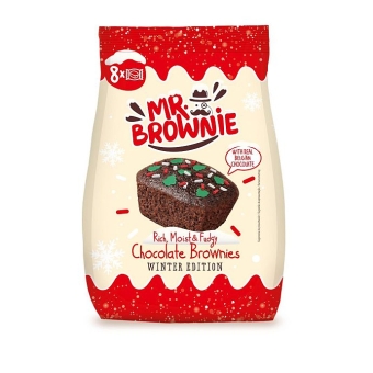 Mr. Brownie Chocolate Brownies Winter Edition 200 g| 8 Brownies einzeln verpackt mit Schokoladenstückchen und Zuckerdekor von Mr. Brownie