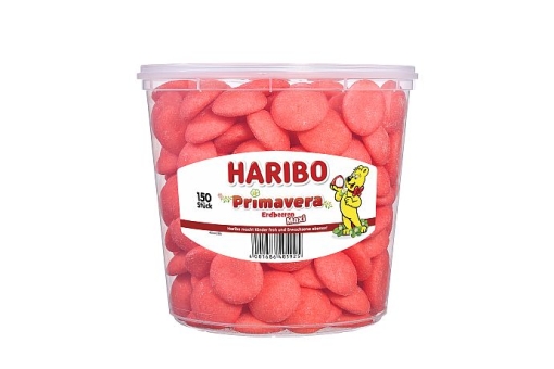 Haribo Primavera Erdbeeren MAXI 1050 g  | Schaumzucker in Form von halbierten Erdbeeren mit kandierter Umhüllung von Haribo
