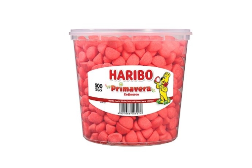 Haribo Primavera Erdbeeren 1150 g | Schaumzucker in Form von kleinen Erdbeeren mit kandierter Umhüllung von Haribo