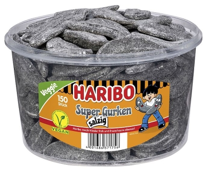 Haribo Super Gurken salzig 1350 g| Lakritz mit feinen Zuckerstreuseln in Form von Gurkenscheiben von Haribo