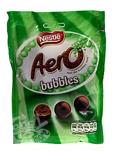 Nestle Aero Bubbles Mint 92 g| Schokoladenkugeln aus Milch-Luftschokolade mit Pfefferminzgeschmack von Nestle